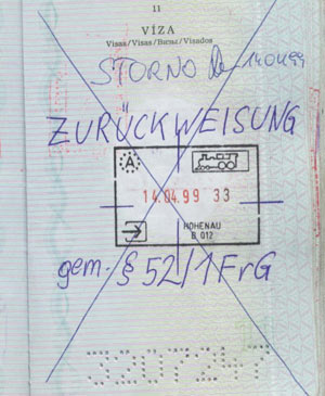 Ilegální přechod hranic
do Rakouska v roce 1999