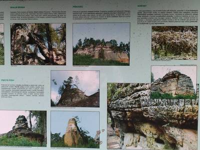 Informační panely podél naučné stezky upozorňují na okolní zajímavosti