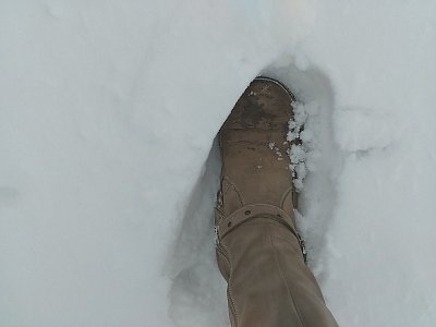 Nohy se boří do vrstvy prašanu...