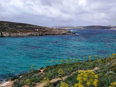 Obcházíme ostrůvek po cestičkách kolem dokola. Mrzí nás, že se nevykoupeme.
