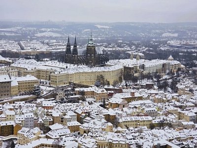Praha v bílém hávu - z rozhledny