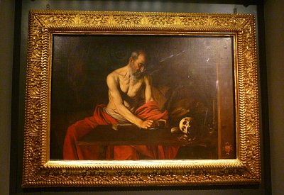 Další Caravadgio. Svatý Jeroným.