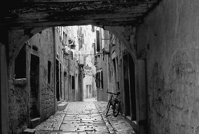 Jedna z kouzelných uliček Rovinje, Istrie