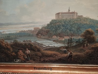 Pohled na kaskádový jez u Hluboké nad Vltavou, F. Runk