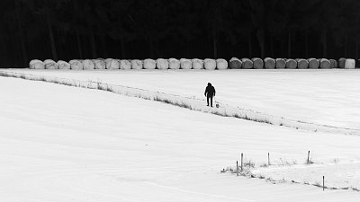 Pán, pes a spousta balíků.....
