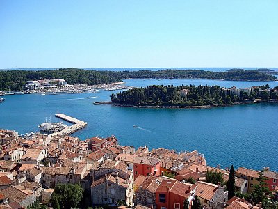 Pohled s věže kostela sv. Eufémie, Rovinj, Istrie