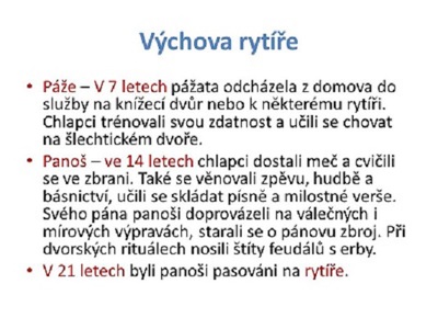 5R Výchova rytířů