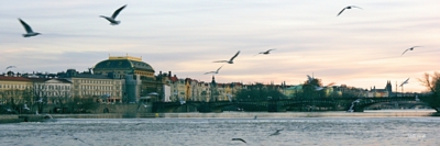 Zimní podvečer u Vltavy