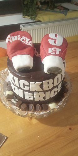 Boxerský dort - medovník s ořechovými rukavicemi