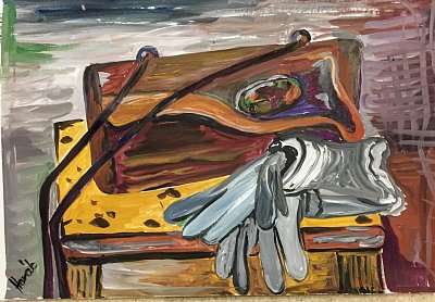 Zátiší s kabelkou, kvaš