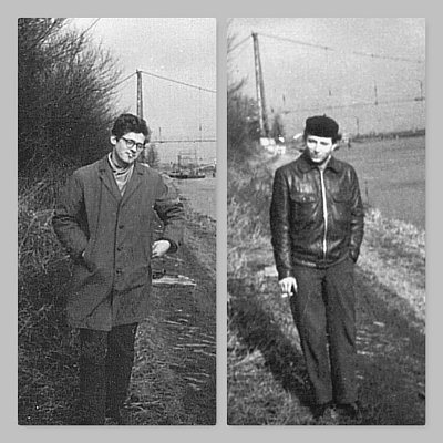 7. Já a přítel Jiří na obvyklé procházce podél Vltavy. A s nezbytnou cigaretou.