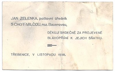 Poděkování za blahopřání k sňatku