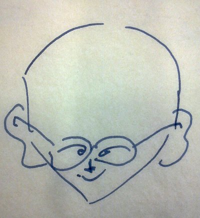 V dopisech přátelům s oblibou přidával vlastní karikaturu