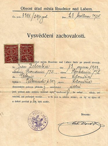 vysvědčení zachovalosti